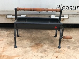 Newspaper Log Roller Cast Iron Frame Fireplace Tool Wood Handles