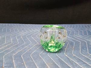 Vintage abstract art glass candlestick holder