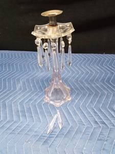Vintage crystal candlebra with metal holder and hanging crystals