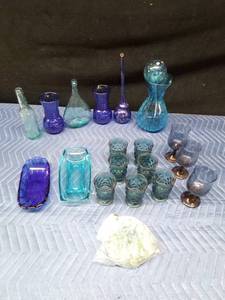 Blue glassware