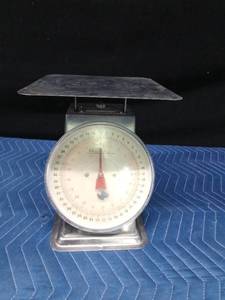 Metal scale with plastic face covering