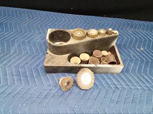 Set of sanding and stripping wheels for drill