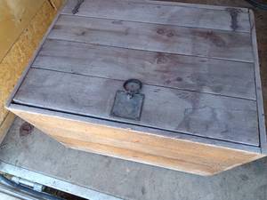 Large wood box with hinged lid