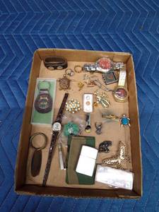 Flat of jewelry, Zippo and collectible key rings