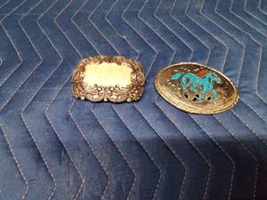 TurquoiseCoral belt buckle and enamel or stone rhinestone belt buckle