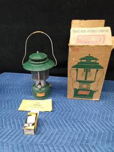 1971 Coleman lantern in original box with instructions and Coleman filter funnel in original box
