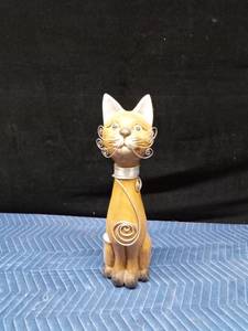 Wood cat with metal accents
