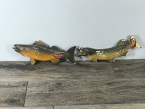 2 - Vintage Chalkware Grain belt Wall Hanging Fish Advertisement Decor