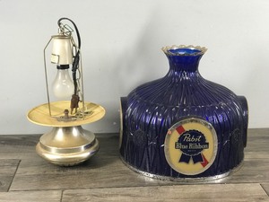 Vintage Pabst Blue Ribbon Light-Up Hanging Overhead Advertising Light