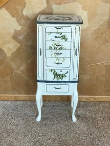Wood Jewelry Stand with Flowers Painted on It