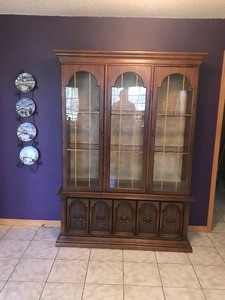 2 - Piece Wood China Hutch with Glass Front and Shelves