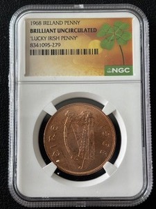 1968 Ireland Penny Lucky Irish Penny NGC Brilliant Uncirculated