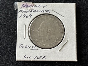 1969 Norway Silver 5 Kroner