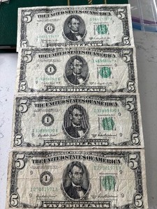 1950 Green Seal $5 Dollar Federal Reserve Notes