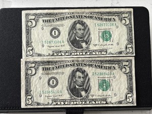 1950 Green Seal $5 Dollar Federal Reserve Notes
