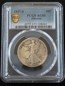 1917-S Walking Liberty Half Dollar Obverse PCGS AG03 Hard to Find Only 952,000 Minted