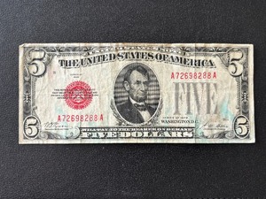 1928 Red Seal $5 Dollar Note