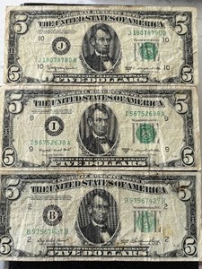 1950 Green Seal $5 Dollar Federal Reserve Notes