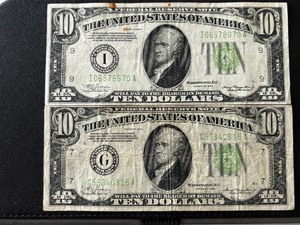 1934 Green Seal $10 Dollar Federal Reserve Notes