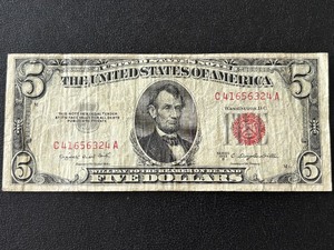 1953 B Red Seal $5 Dollar Note