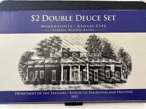 $2 Dollar Double Duece Set Matching Serial Numbers from Different Mints
