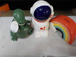 3 Ceramic Piggy Banks...