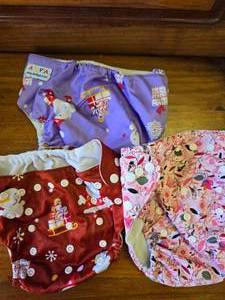 2 Christmas Diaper Covers, One Floral Print Diaper Cover