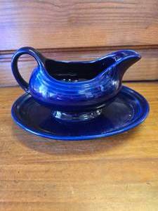Blue Gravy Bowl with Plate