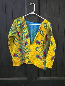African Style Blazer Peacock Feather Pattern