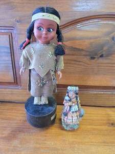 Indian Doll Music Box and Little Girl Figurine