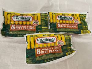 C&E - Nathans Famous 8 Cheddar Cheese Beef Franks - 12 oz - 3-Pack