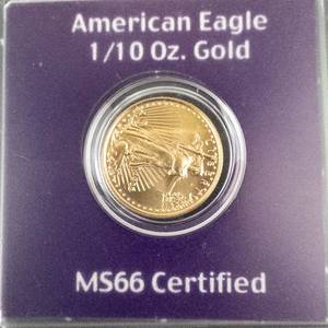 1999 American Eagle 1/10th ounce gold 5 Dollars