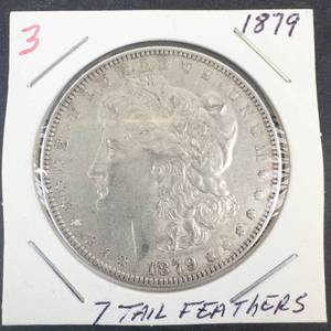 1879 Morgan Silver Dollar, 7 Tail Feathers