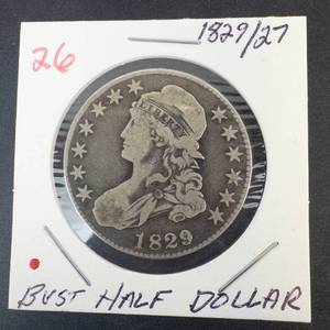 1829 over 27 Bust Half Dollar