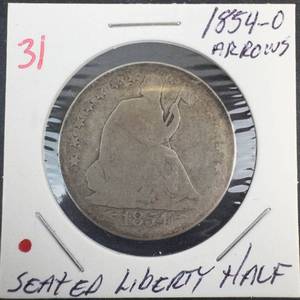 1854-O with Arrows Seated Liberty Half Dollar
