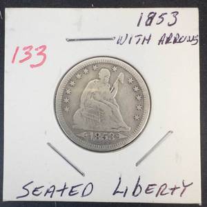 1853 with arrows Seated Liberty Quarter