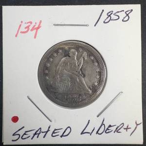 1858 Seated Liberty Quarter