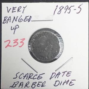 1895-S Barber dime, Banged up but scarce date
