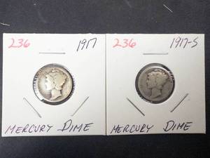 1917, 1917-S Mercury Dimes