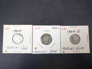 1924 P,D,S Merecury Dimes