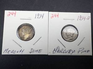 1934, 1934-D Mercury Dimes