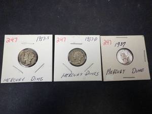 1937 P,D,S Mercury Dimes