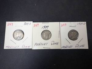 1939 P,D,S Mercury Dimes