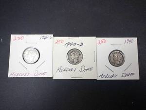 1940 P,D,S Mercury Dimes