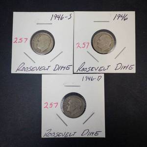 1946 P,D,S Roosevelt Dimes