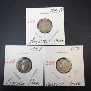 1947 P,D,S Roosevelt Dimes