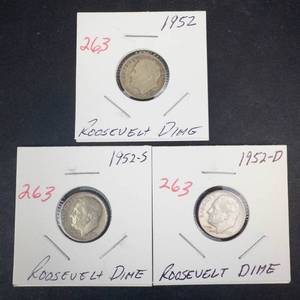 1952 P,D,S Roosevelt Dimes