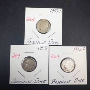 1953 P,D,S Roosevelt Dimes