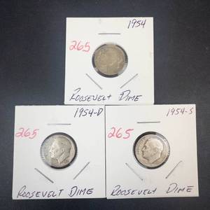 1954 P,D,S Roosevelt Dimes