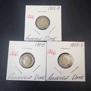 1955 P,D,S Roosevelt Dimes